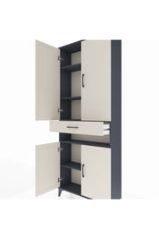 Arges Dolap 5 Raflı Tek Çekmeceli 4 Kapaklı 88x30x221 Antrasit-Aytaşı