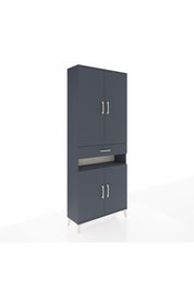 Arges Dolap 5 Raflı Tek Çekmeceli 4 Kapaklı 88x30x221 Antrasit-Antrasit