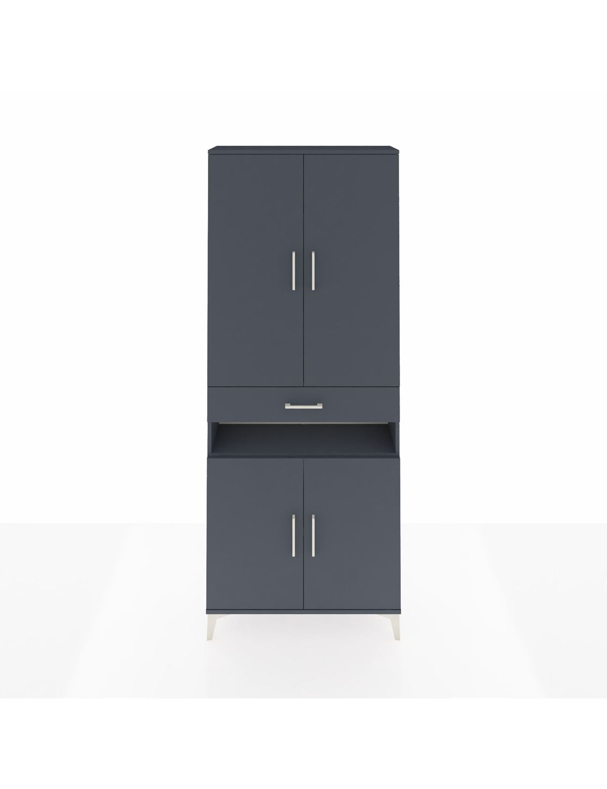 Arges Dolap 5 Raflı Tek Çekmeceli 4 Kapaklı 88x30x221 Antrasit-Antrasit