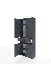 Arges Dolap 5 Raflı Tek Çekmeceli 4 Kapaklı 88x30x221 Antrasit-Antrasit