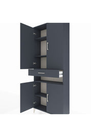 Arges Dolap 5 Raflı Tek Çekmeceli 4 Kapaklı 88x30x221 Antrasit-Antrasit