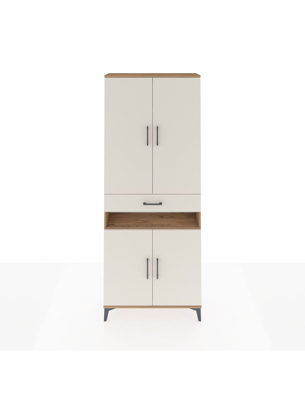 Arges Dolap 5 Raflı Tek Çekmeceli 4 Kapaklı 88x30x221 Çam-Aytaşı