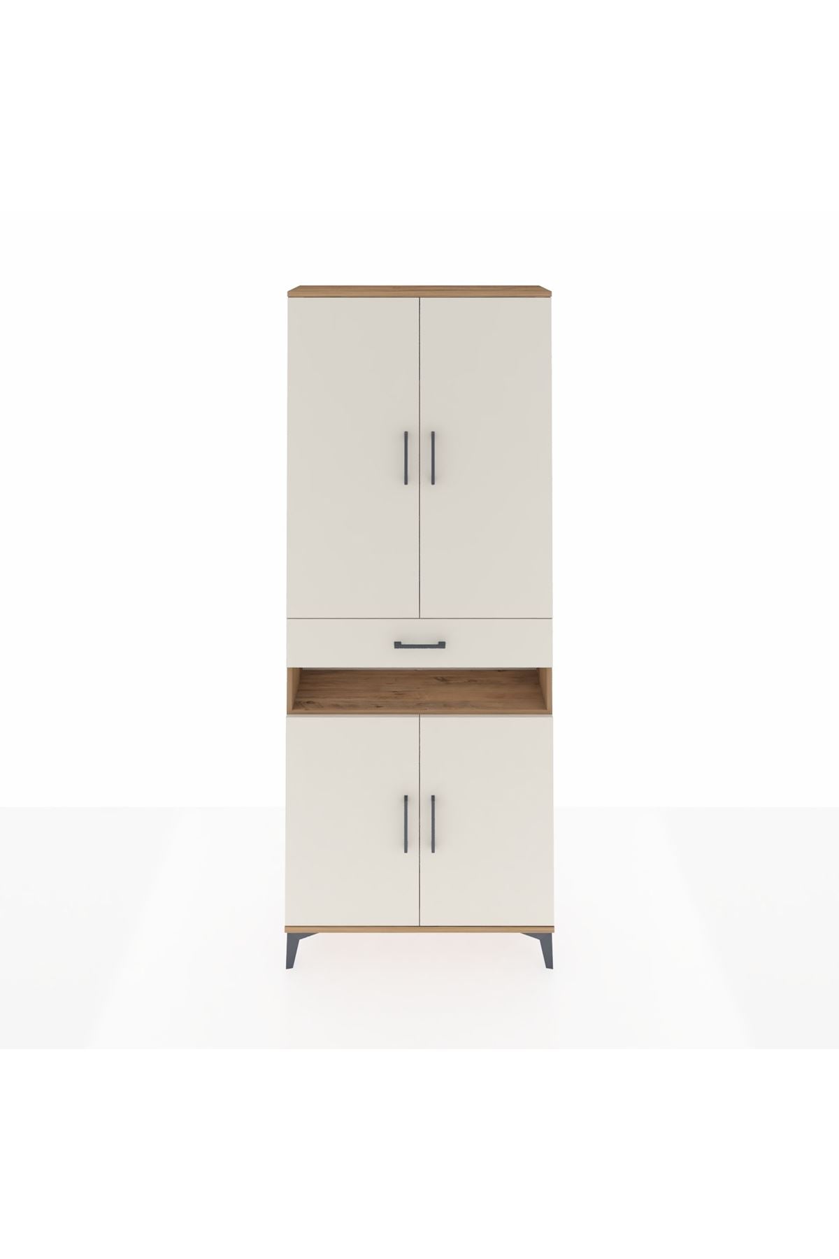 Arges Dolap 5 Raflı Tek Çekmeceli 4 Kapaklı 88x30x221 Çam-Aytaşı