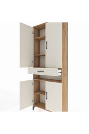 Arges Dolap 5 Raflı Tek Çekmeceli 4 Kapaklı 88x30x221 Çam-Aytaşı