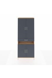 Arges Dolap 5 Raflı Tek Çekmeceli 4 Kapaklı 88x30x221 Çam-Antrasit