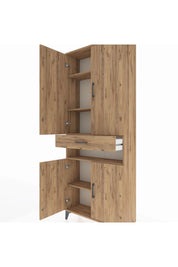 Arges Dolap 5 Raflı Tek Çekmeceli 4 Kapaklı 88x30x221 Çam-Çam