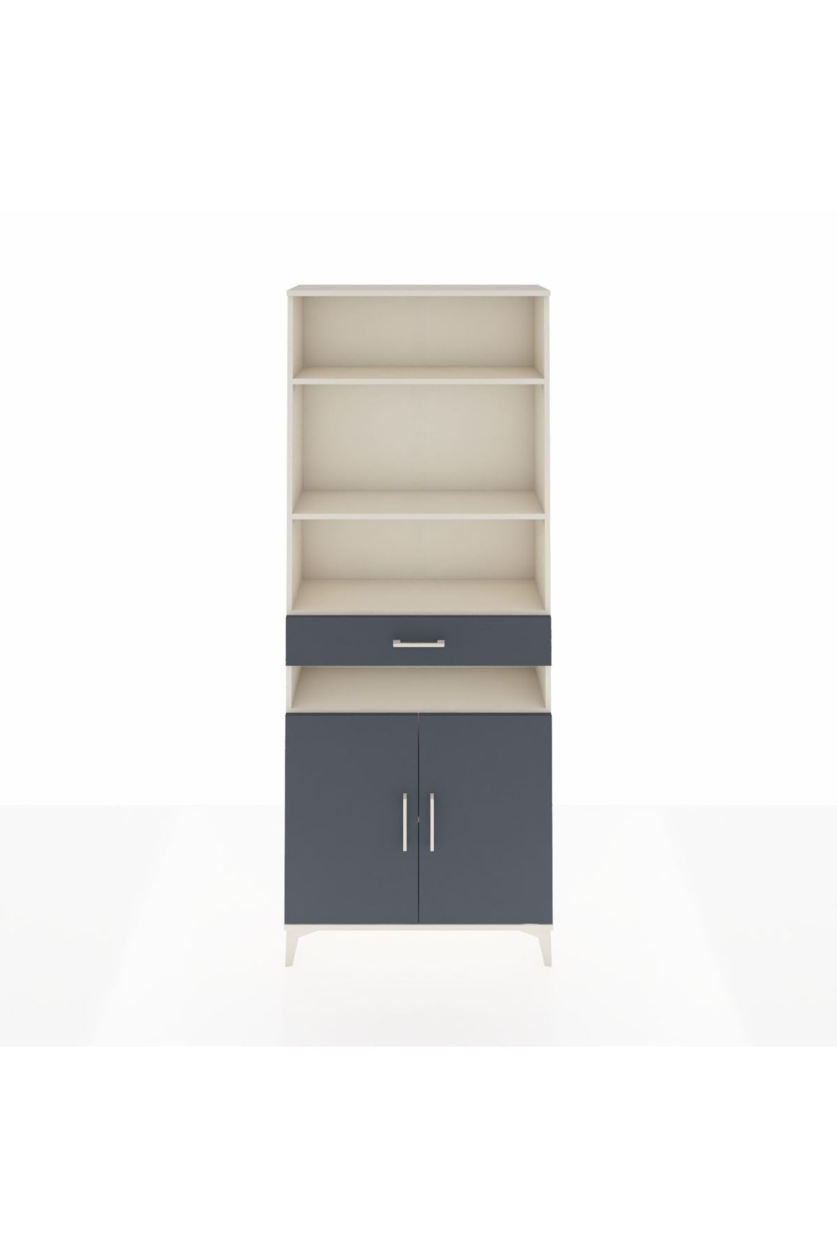 Arges Dolap 5 Raflı Tek Çekmeceli 2 Kapaklı 88x30x221 Aytaşı-Antrasit