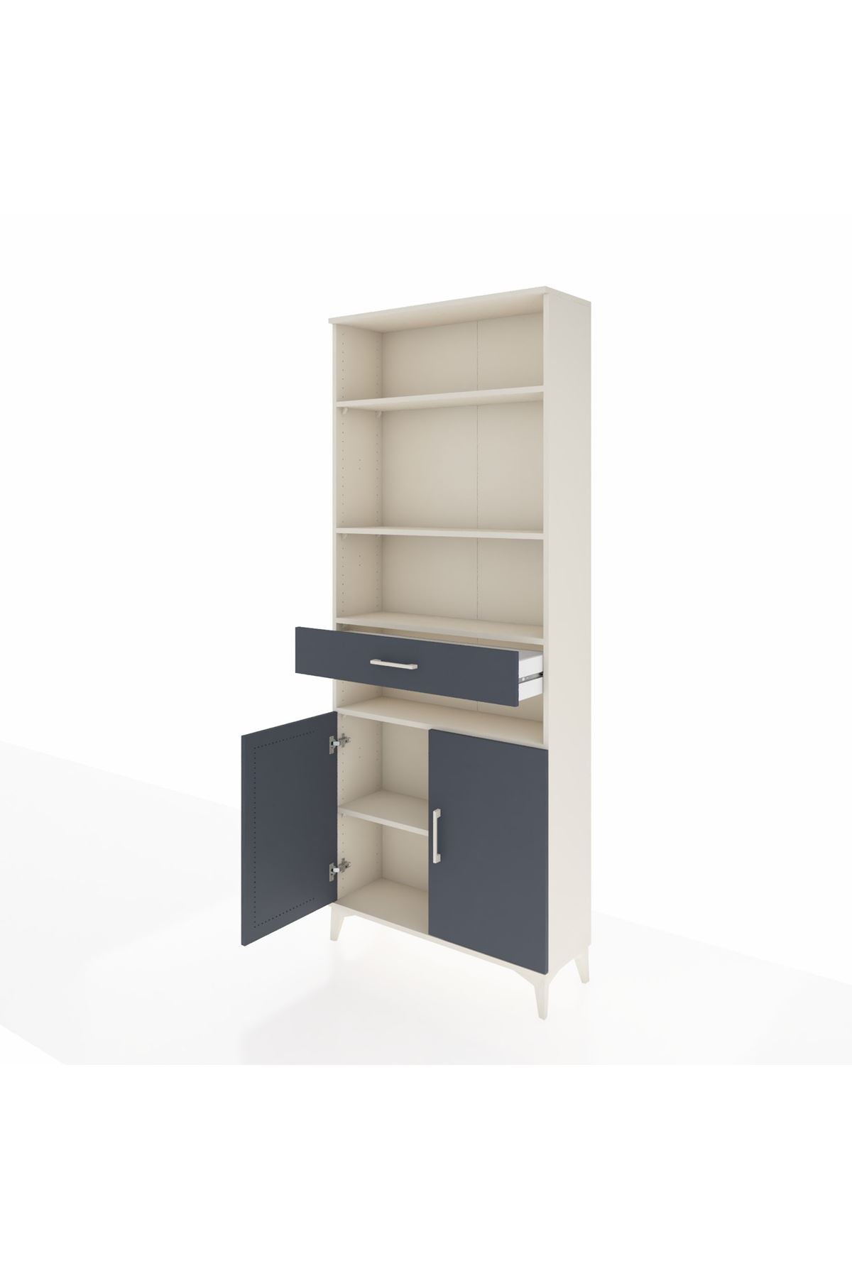 Arges Dolap 5 Raflı Tek Çekmeceli 2 Kapaklı 88x30x221 Aytaşı-Antrasit