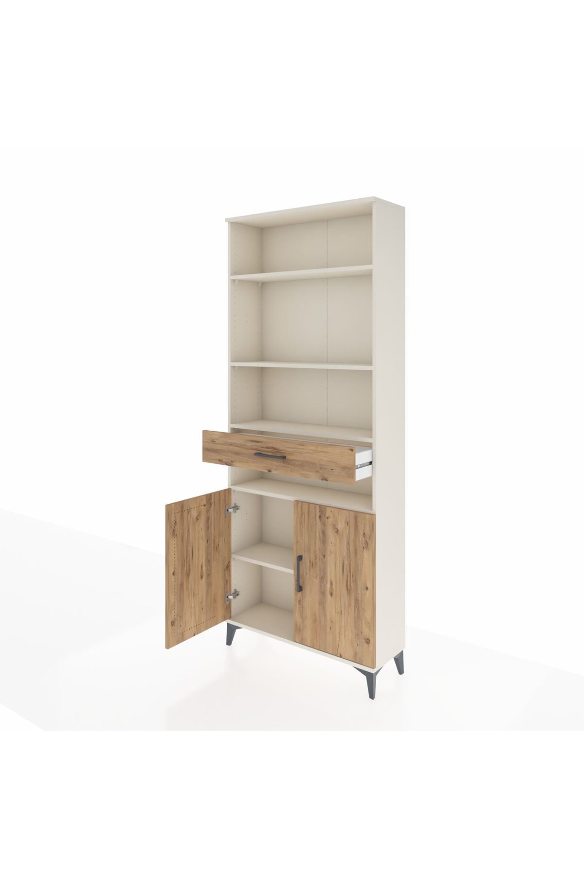 Arges Dolap 5 Raflı Tek Çekmeceli 2 Kapaklı 88x30x221 Aytaşı-Çam