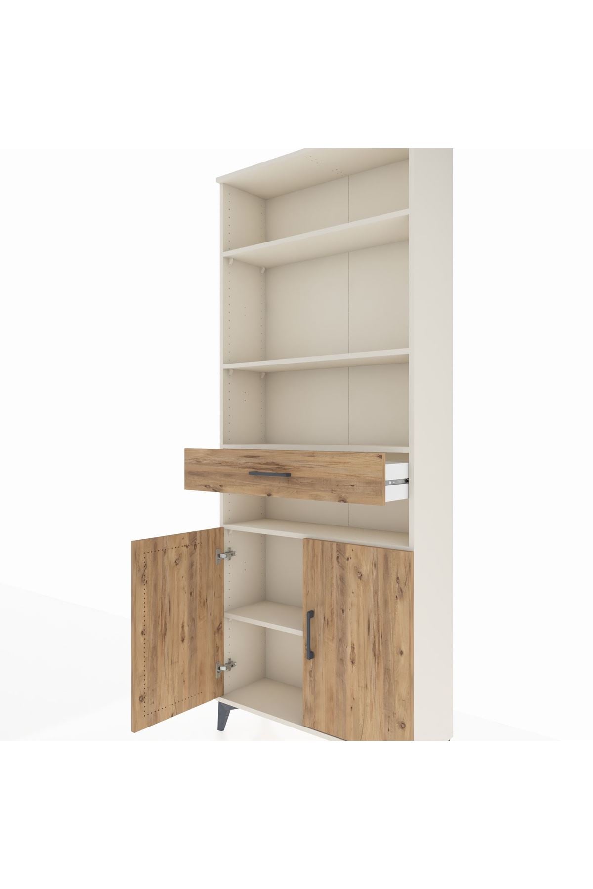 Arges Dolap 5 Raflı Tek Çekmeceli 2 Kapaklı 88x30x221 Aytaşı-Çam