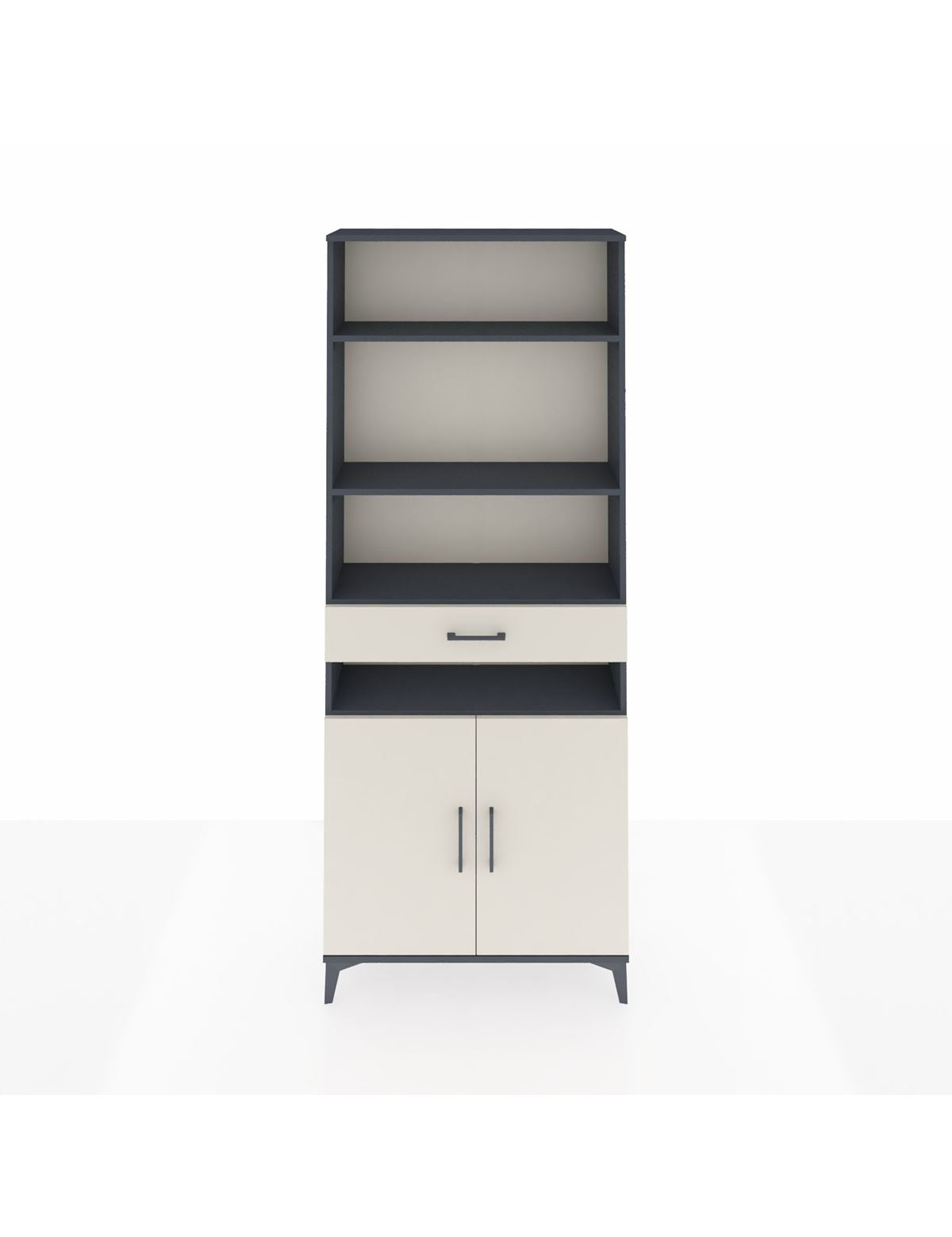 Arges Dolap 5 Raflı Tek Çekmeceli 2 Kapaklı 88x30x221 Antrasit-Aytaşı