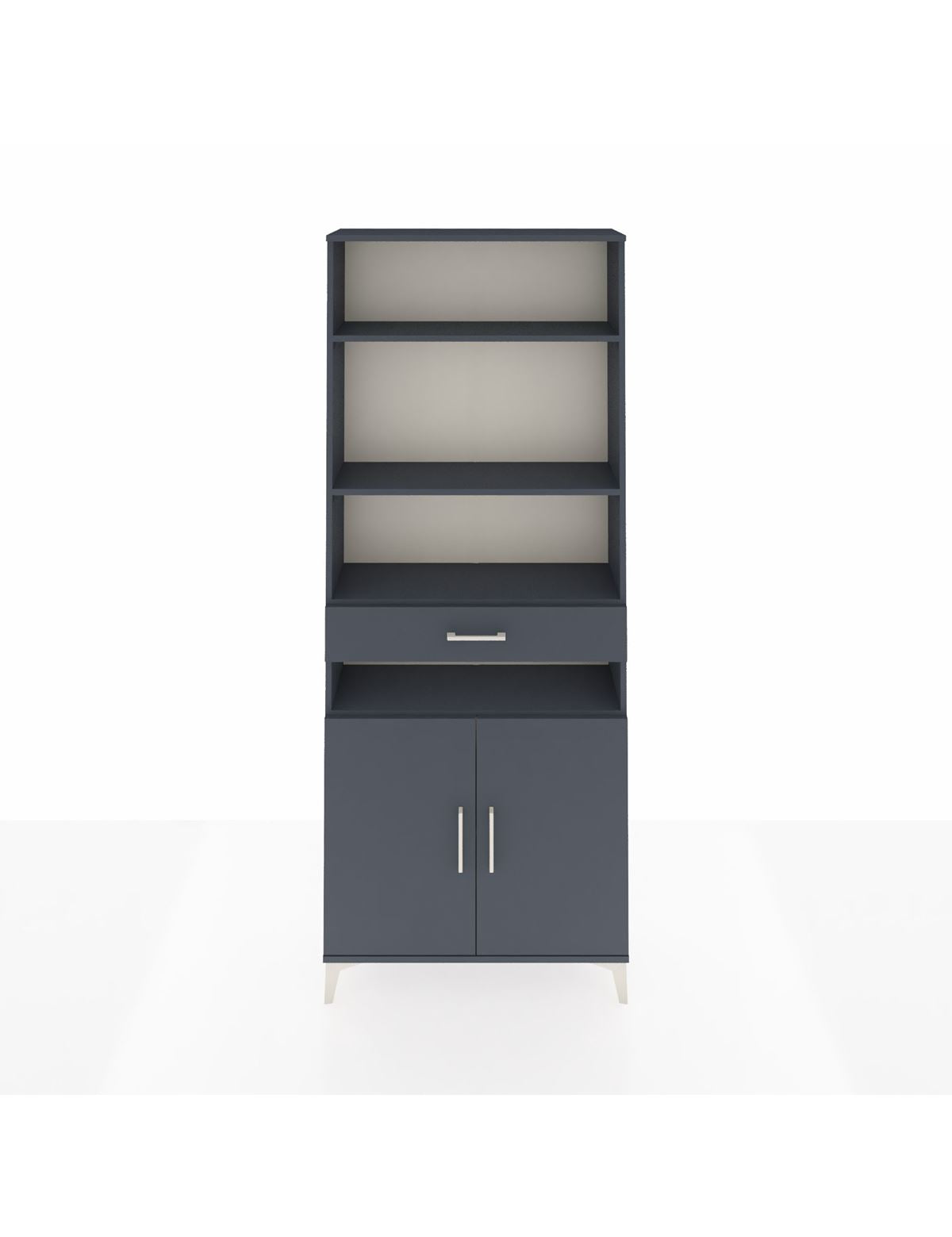 Arges Dolap 5 Raflı Tek Çekmeceli 2 Kapaklı 88x30x221 Antrasit-Antrasit