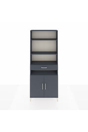 Arges Dolap 5 Raflı Tek Çekmeceli 2 Kapaklı 88x30x221 Antrasit-Antrasit