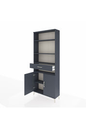 Arges Dolap 5 Raflı Tek Çekmeceli 2 Kapaklı 88x30x221 Antrasit-Antrasit