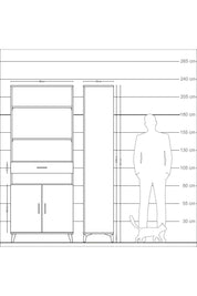 Arges Dolap 5 Raflı Tek Çekmeceli 2 Kapaklı 88x30x221 Antrasit-Antrasit