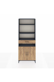 Arges Dolap 5 Raflı Tek Çekmeceli 2 Kapaklı 88x30x221 Antrasit-Çam