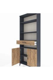 Arges Dolap 5 Raflı Tek Çekmeceli 2 Kapaklı 88x30x221 Antrasit-Çam