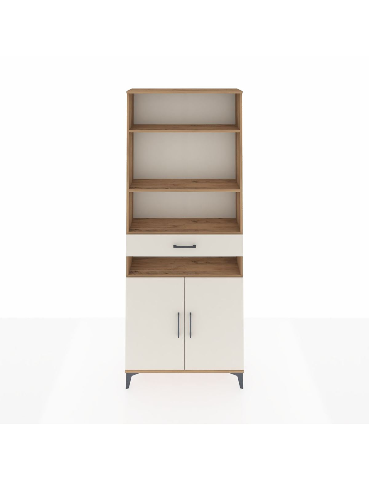 Arges Dolap 5 Raflı Tek Çekmeceli 2 Kapaklı 88x30x221 Çam-Aytaşı