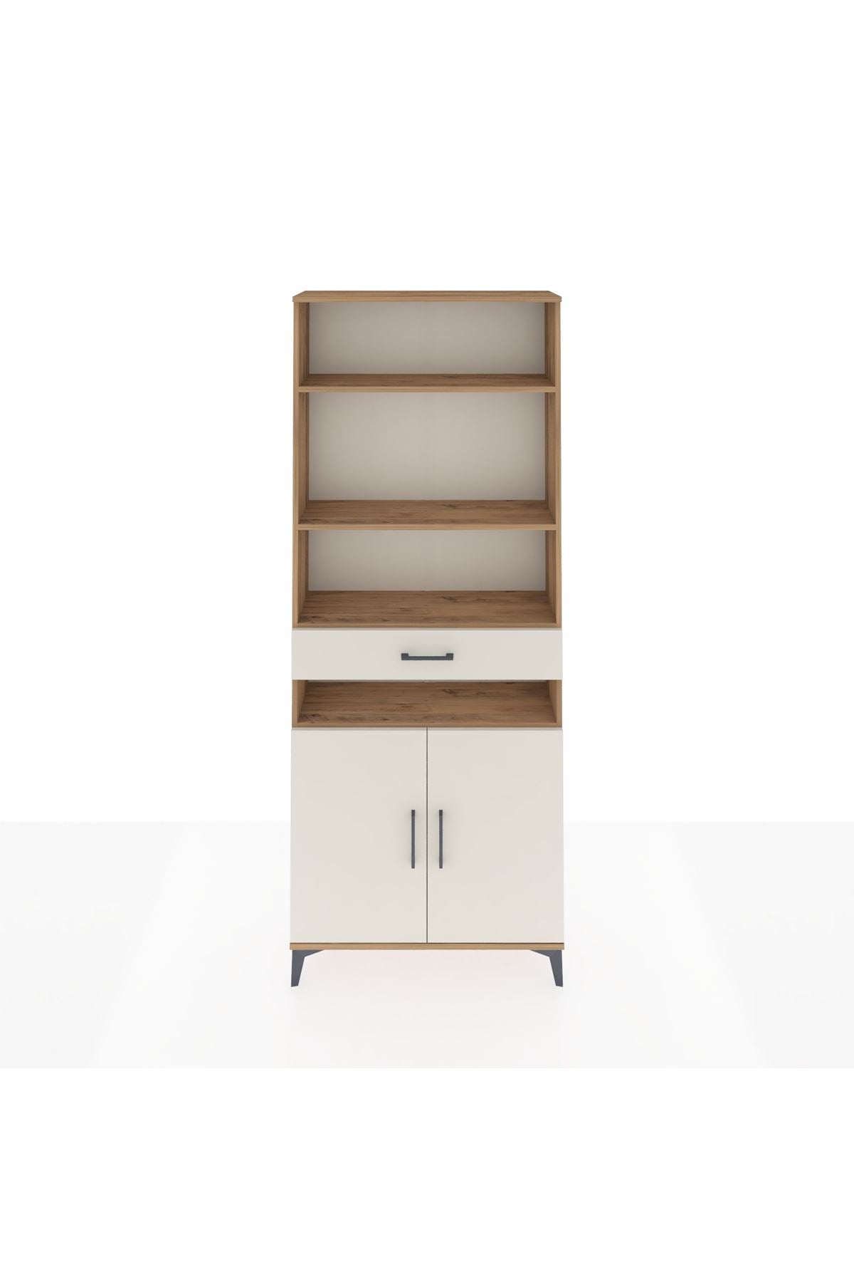 Arges Dolap 5 Raflı Tek Çekmeceli 2 Kapaklı 88x30x221 Çam-Aytaşı