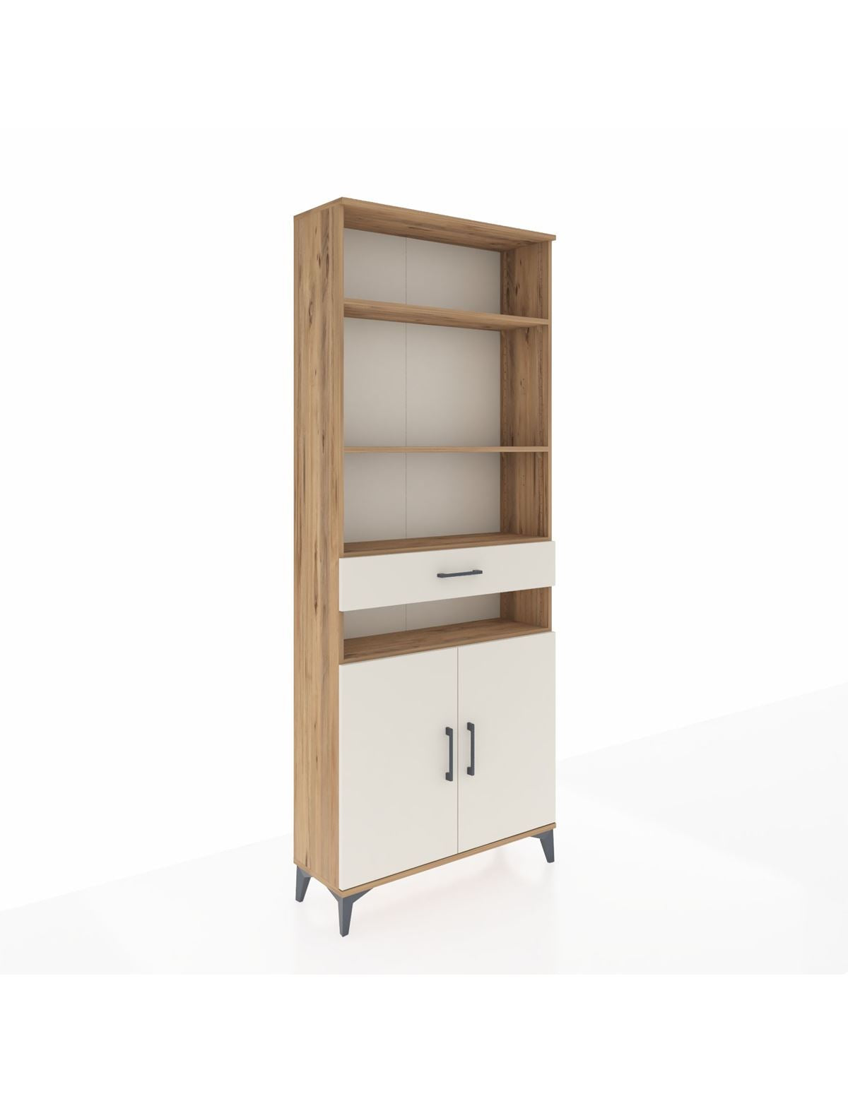 Arges Dolap 5 Raflı Tek Çekmeceli 2 Kapaklı 88x30x221 Çam-Aytaşı