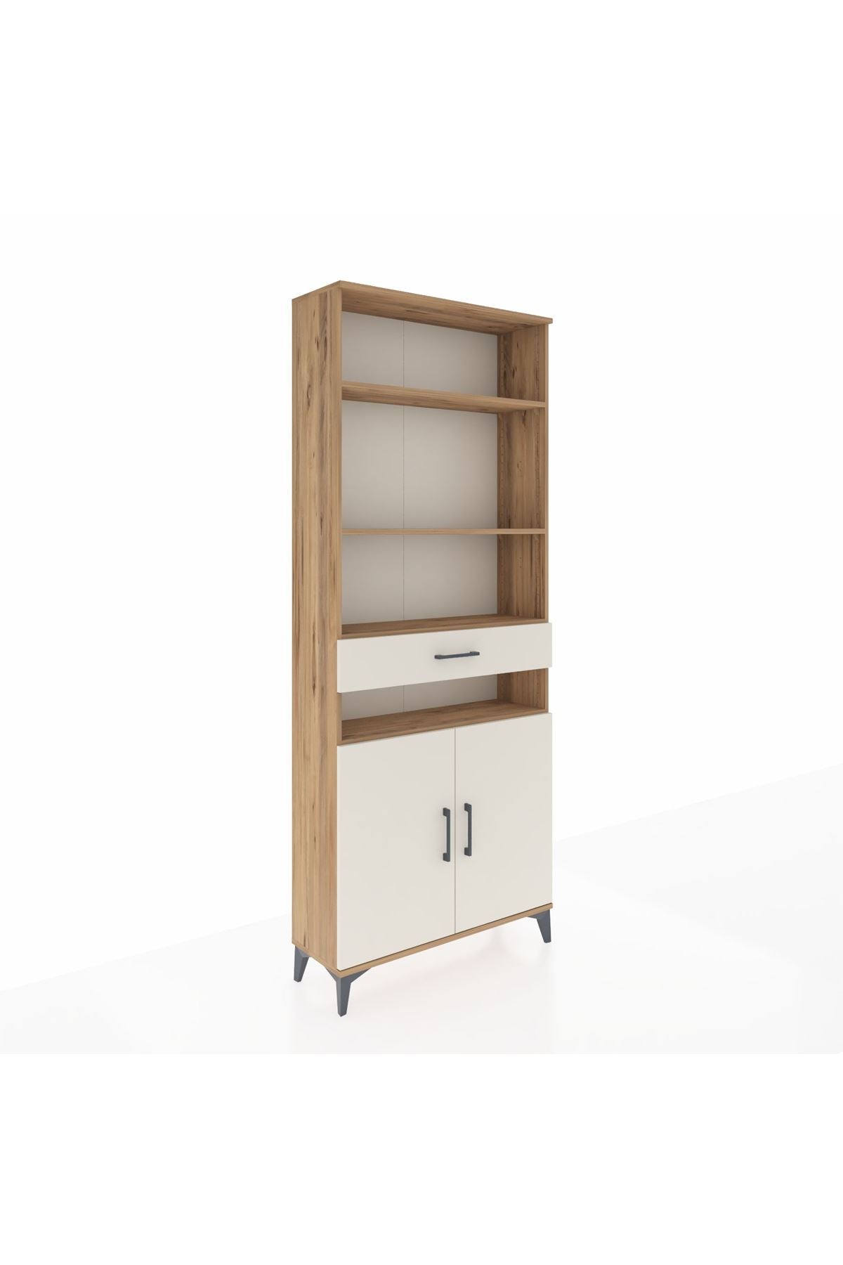 Arges Dolap 5 Raflı Tek Çekmeceli 2 Kapaklı 88x30x221 Çam-Aytaşı