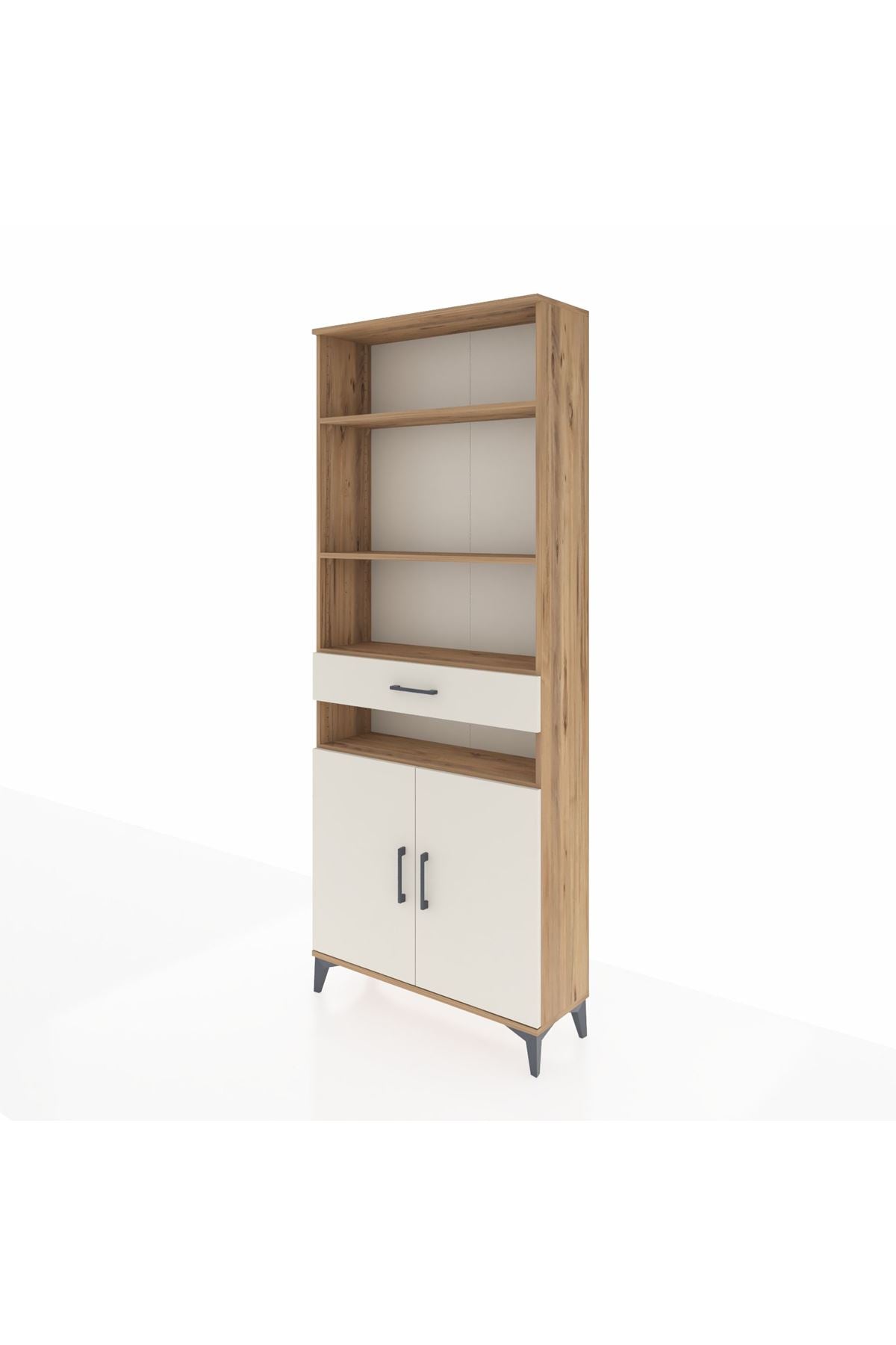 Arges Dolap 5 Raflı Tek Çekmeceli 2 Kapaklı 88x30x221 Çam-Aytaşı