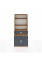 Arges Dolap 5 Raflı Tek Çekmeceli 2 Kapaklı 88x30x221 Çam-Antrasit