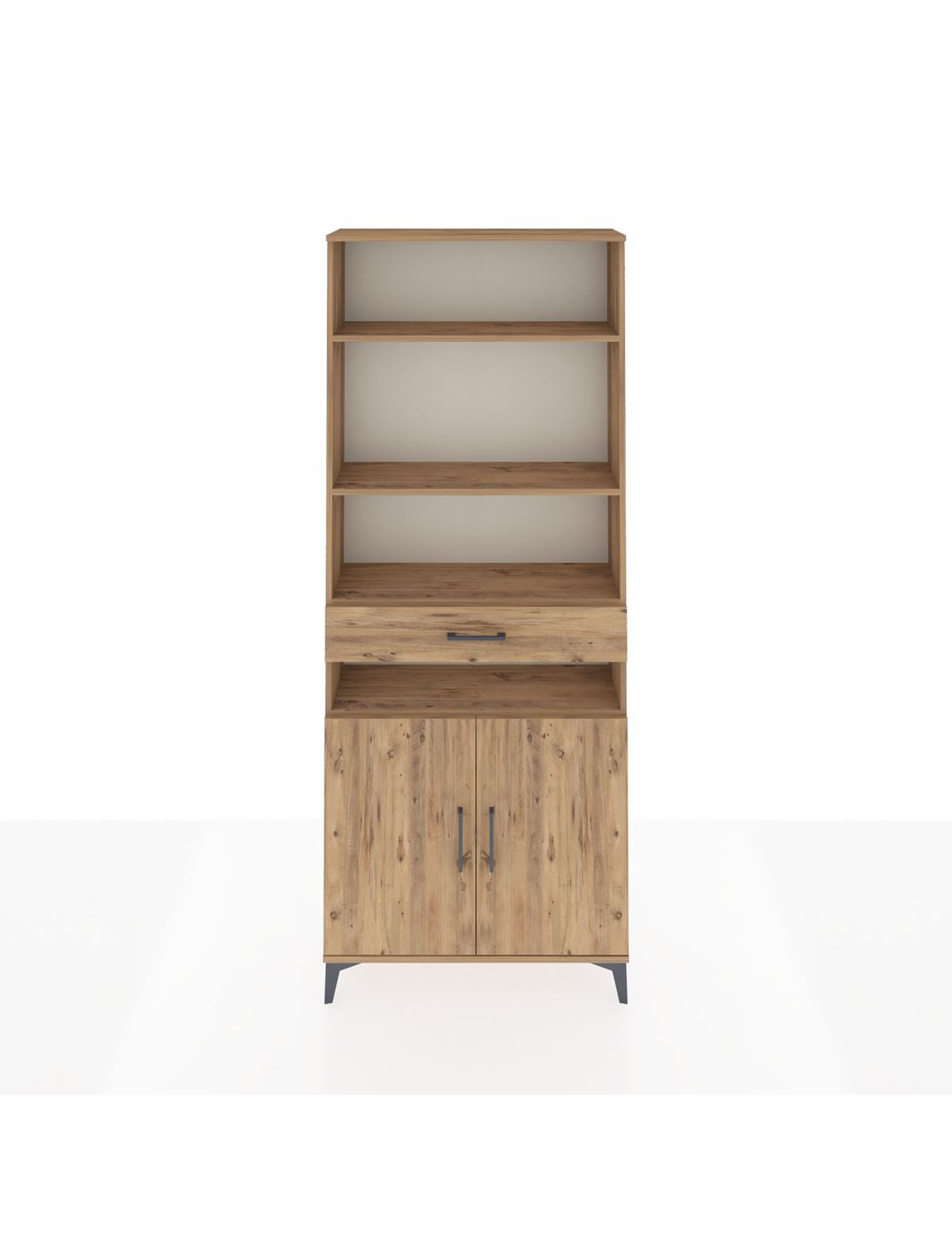 Arges Dolap 5 Raflı Tek Çekmeceli 2 Kapaklı 88x30x221 Çam-Çam