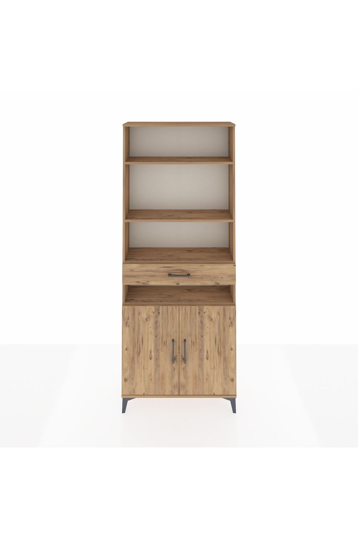 Arges Dolap 5 Raflı Tek Çekmeceli 2 Kapaklı 88x30x221 Çam-Çam