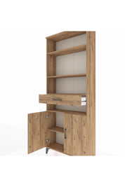 Arges Dolap 5 Raflı Tek Çekmeceli 2 Kapaklı 88x30x221 Çam-Çam