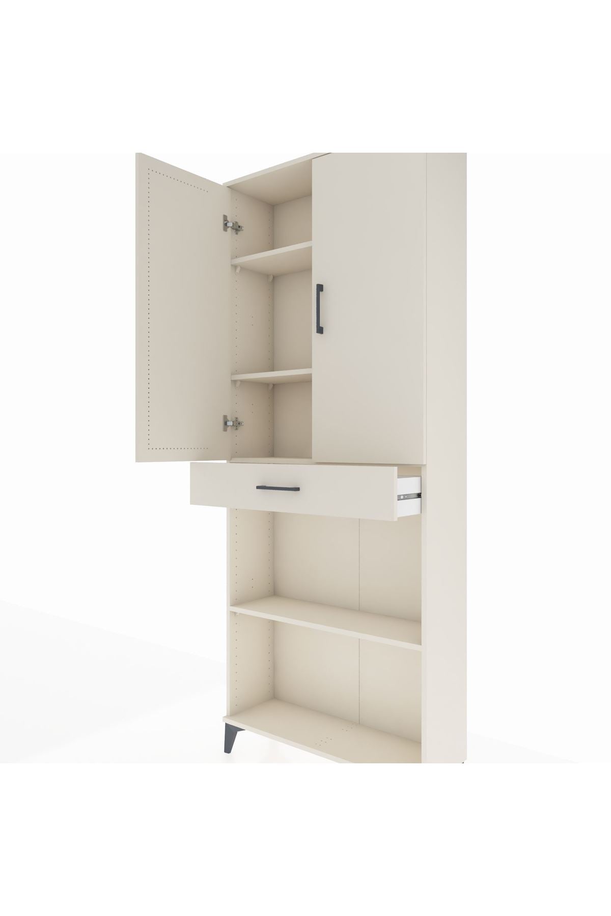 Arges Dolap 4 Raflı Tek Çekmeceli 2 Kapaklı 88x30x221 Aytaşı-Aytaşı