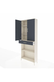 Arges Dolap 4 Raflı Tek Çekmeceli 2 Kapaklı 88x30x221 Aytaşı-Antrasit