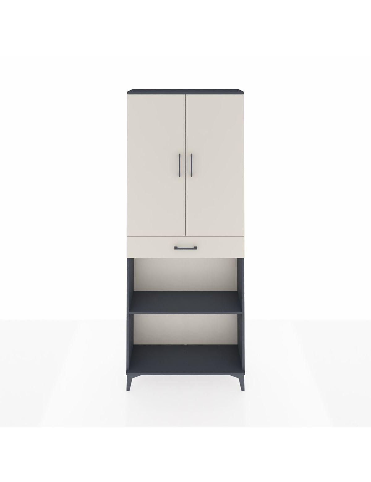 Arges Dolap 4 Raflı Tek Çekmeceli 2 Kapaklı 88x30x221 Antrasit-Aytaşı