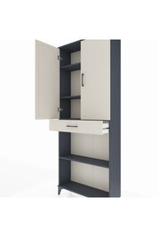 Arges Dolap 4 Raflı Tek Çekmeceli 2 Kapaklı 88x30x221 Antrasit-Aytaşı