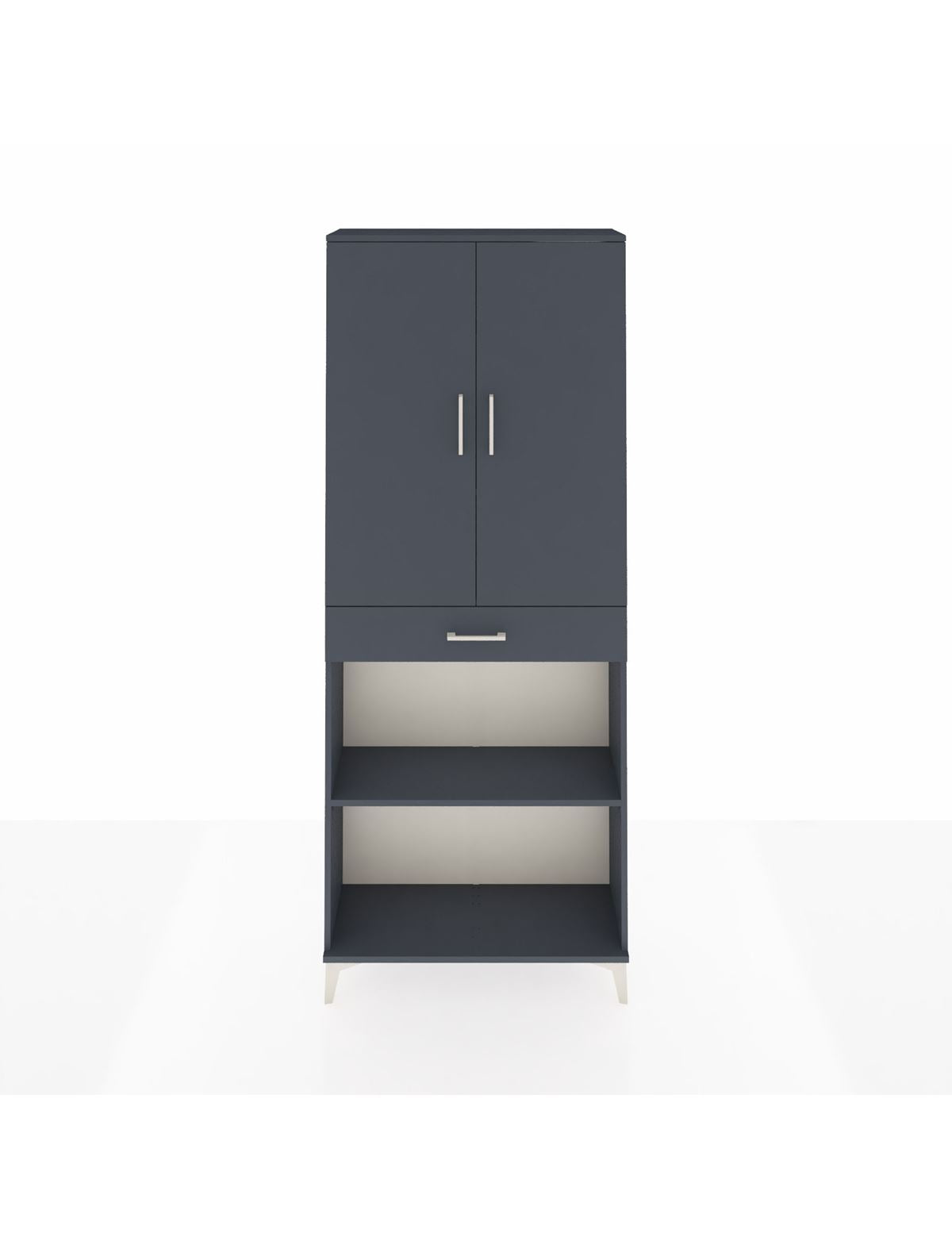 Arges Dolap 4 Raflı Tek Çekmeceli 2 Kapaklı 88x30x221 Antrasit-Antrasit