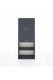 Arges Dolap 4 Raflı Tek Çekmeceli 2 Kapaklı 88x30x221 Antrasit-Antrasit