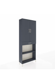 Arges Dolap 4 Raflı Tek Çekmeceli 2 Kapaklı 88x30x221 Antrasit-Antrasit