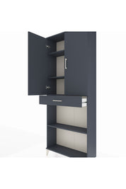 Arges Dolap 4 Raflı Tek Çekmeceli 2 Kapaklı 88x30x221 Antrasit-Antrasit