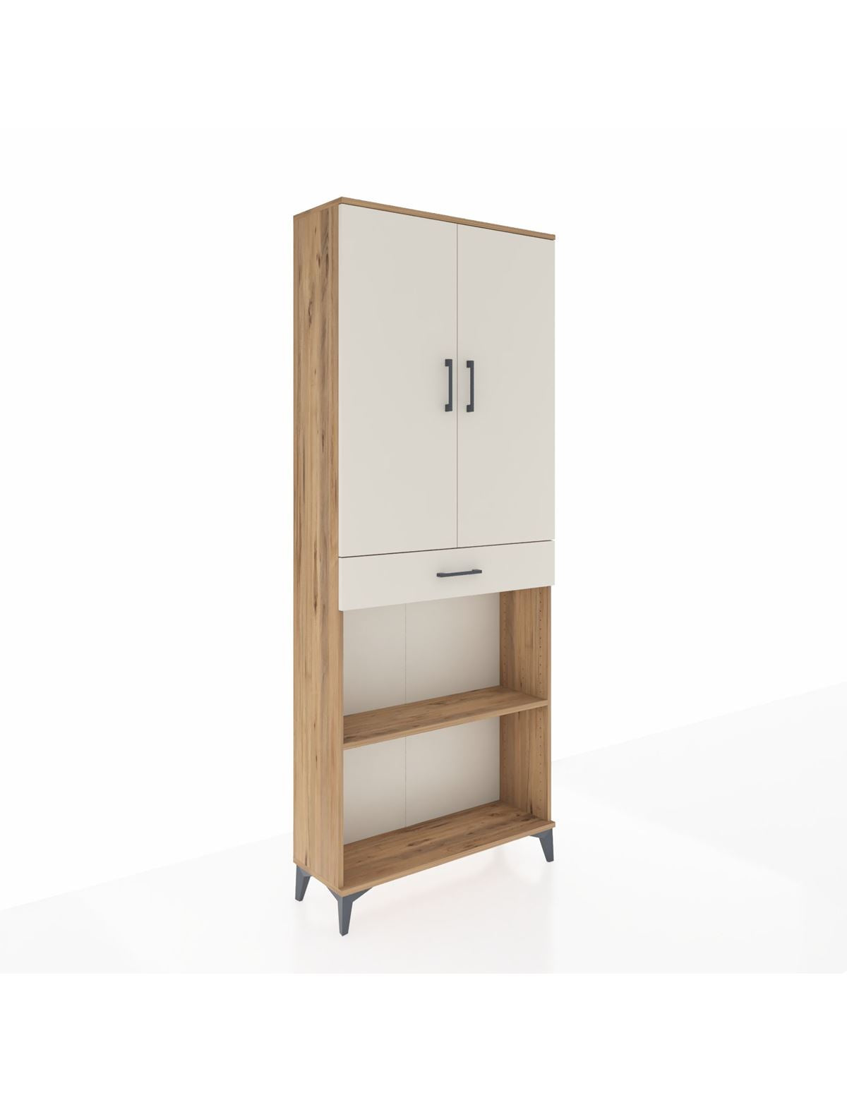 Arges Dolap 4 Raflı Tek Çekmeceli 2 Kapaklı 88x30x221 Çam-Aytaşı