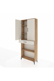 Arges Dolap 4 Raflı Tek Çekmeceli 2 Kapaklı 88x30x221 Çam-Aytaşı