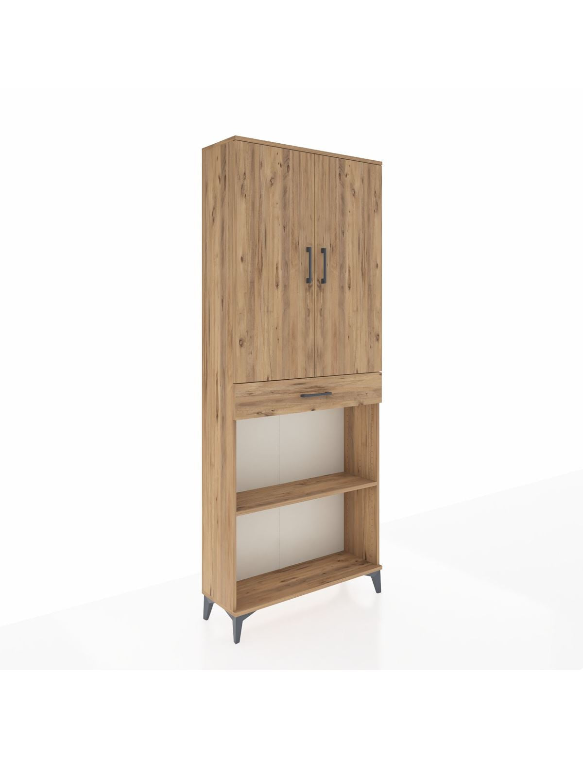 Arges Dolap 4 Raflı Tek Çekmeceli 2 Kapaklı 88x30x221 Çam-Çam