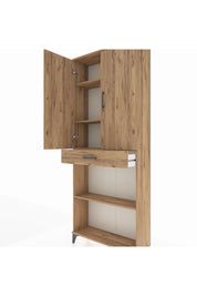 Arges Dolap 4 Raflı Tek Çekmeceli 2 Kapaklı 88x30x221 Çam-Çam