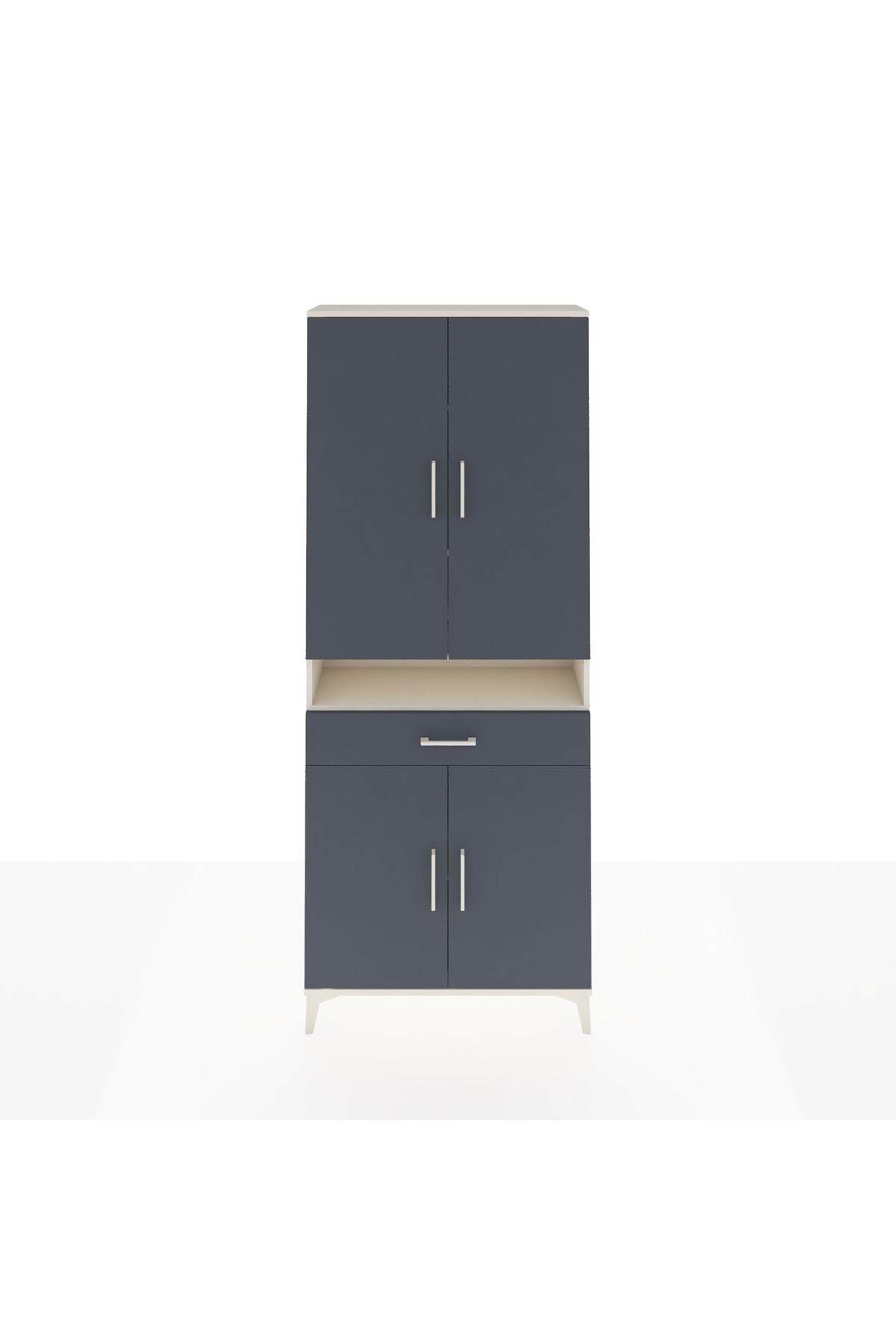 Arges Dolap 5 Raflı Tek Çekmeceli 4 Kapaklı 88x30x221 Aytaşı-Antrasit