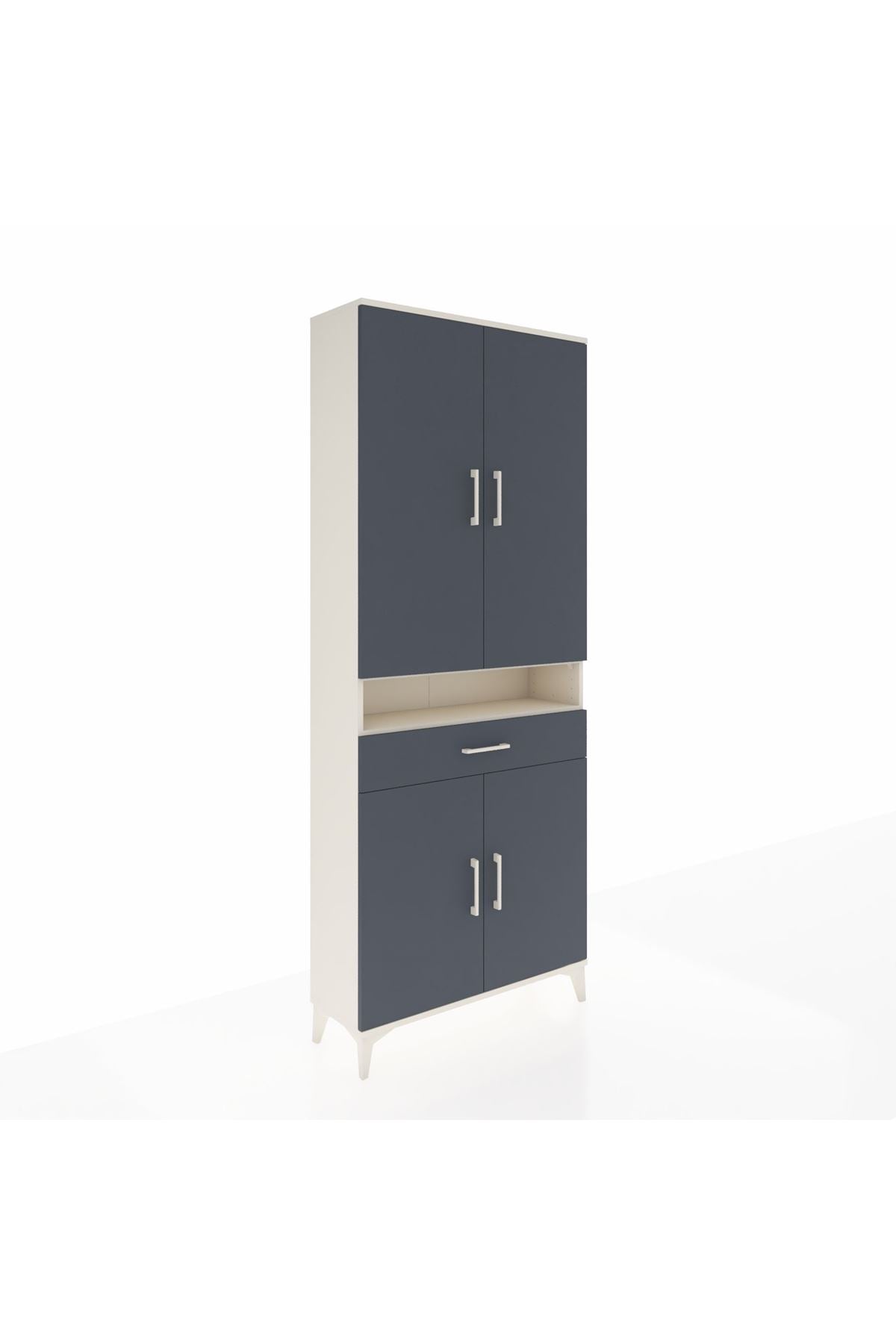 Arges Dolap 5 Raflı Tek Çekmeceli 4 Kapaklı 88x30x221 Aytaşı-Antrasit