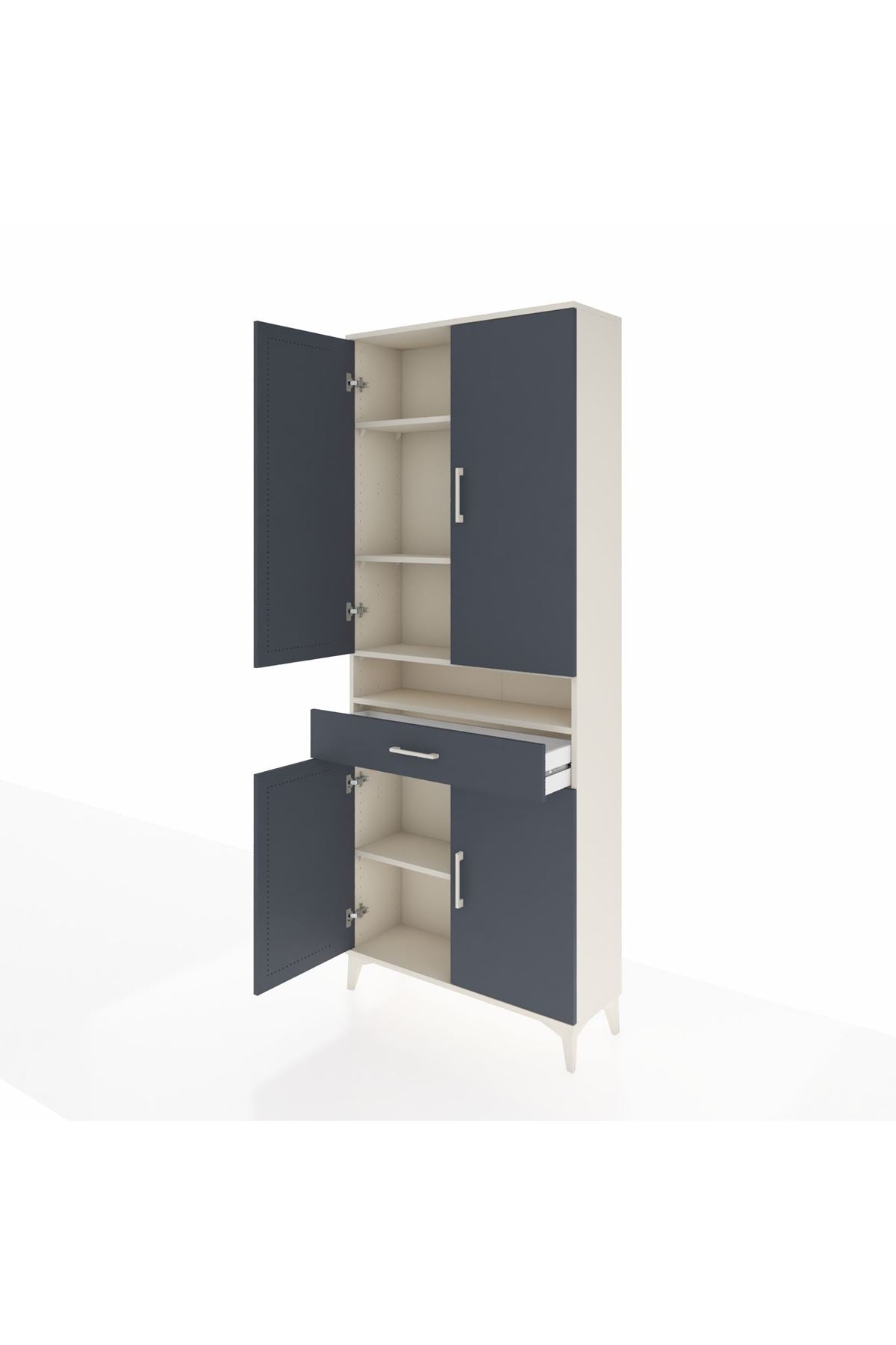 Arges Dolap 5 Raflı Tek Çekmeceli 4 Kapaklı 88x30x221 Aytaşı-Antrasit