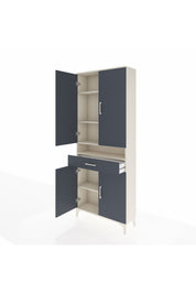 Arges Dolap 5 Raflı Tek Çekmeceli 4 Kapaklı 88x30x221 Aytaşı-Antrasit