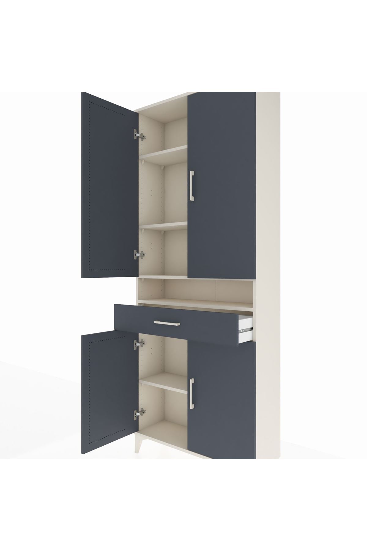 Arges Dolap 5 Raflı Tek Çekmeceli 4 Kapaklı 88x30x221 Aytaşı-Antrasit