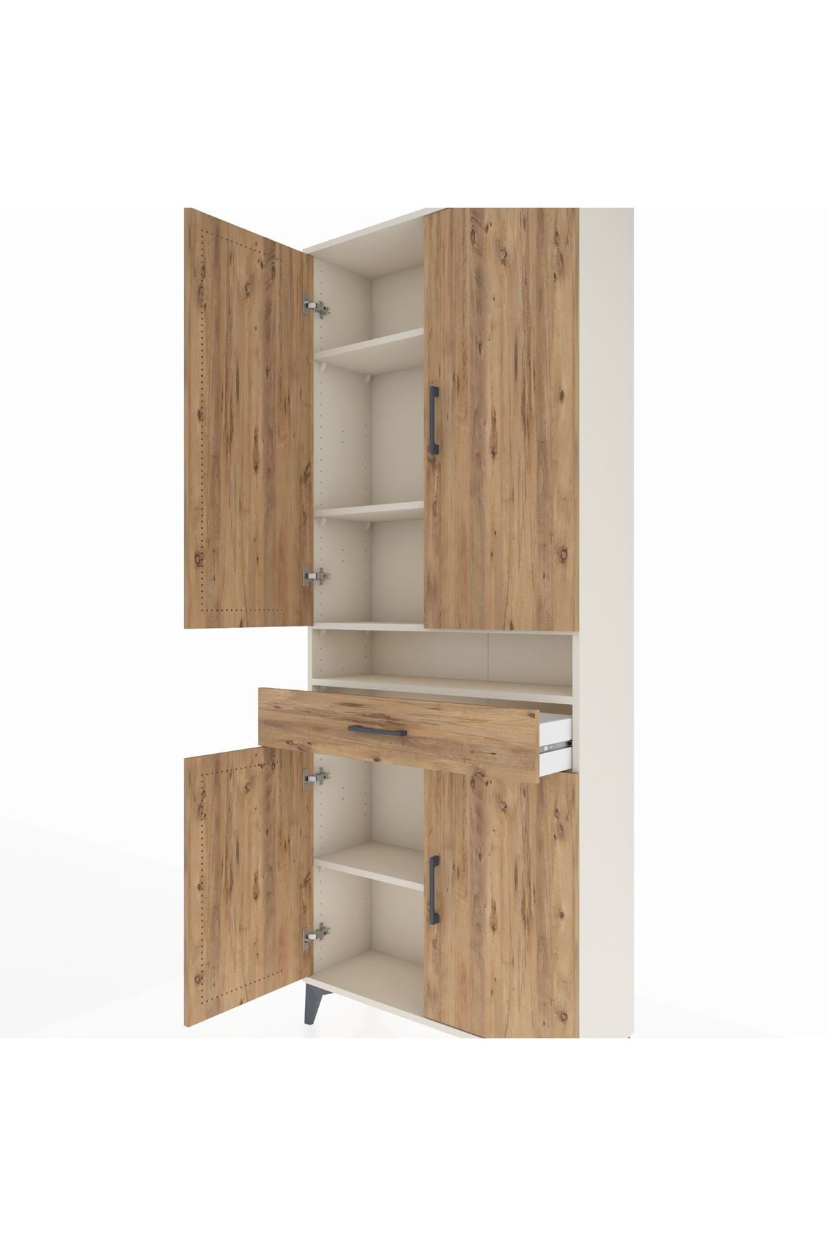 Arges Dolap 5 Raflı Tek Çekmeceli 4 Kapaklı 88x30x221 Aytaşı-Çam