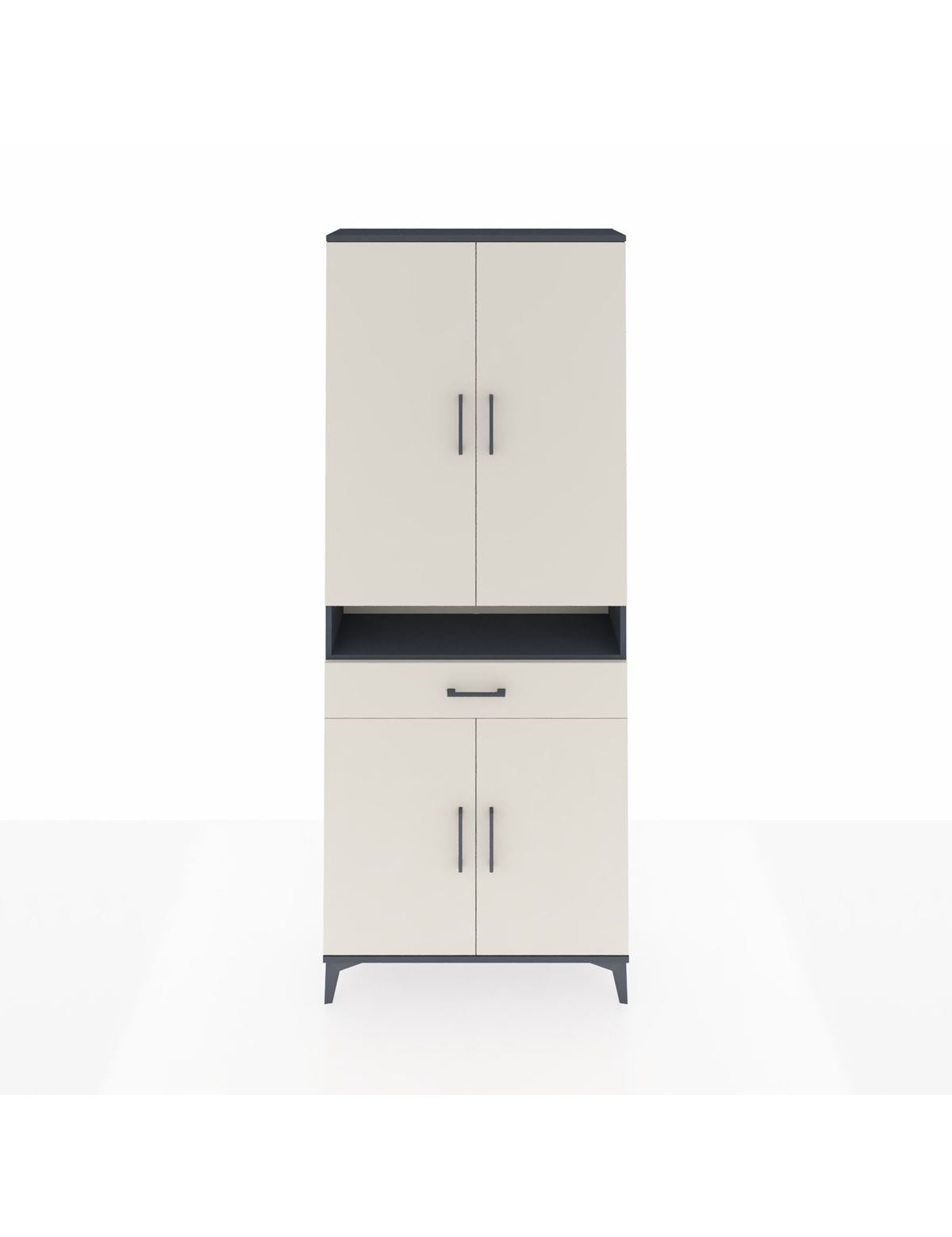 Arges Dolap 5 Raflı Tek Çekmeceli 4 Kapaklı 88x30x221 Antrasit-Aytaşı