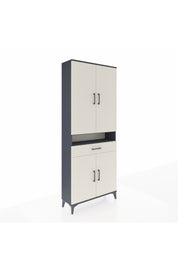 Arges Dolap 5 Raflı Tek Çekmeceli 4 Kapaklı 88x30x221 Antrasit-Aytaşı